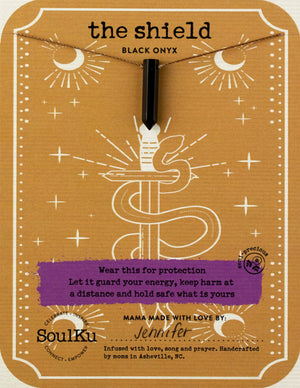 SoulKu - Black Onyx Tarot Necklace for The Shield