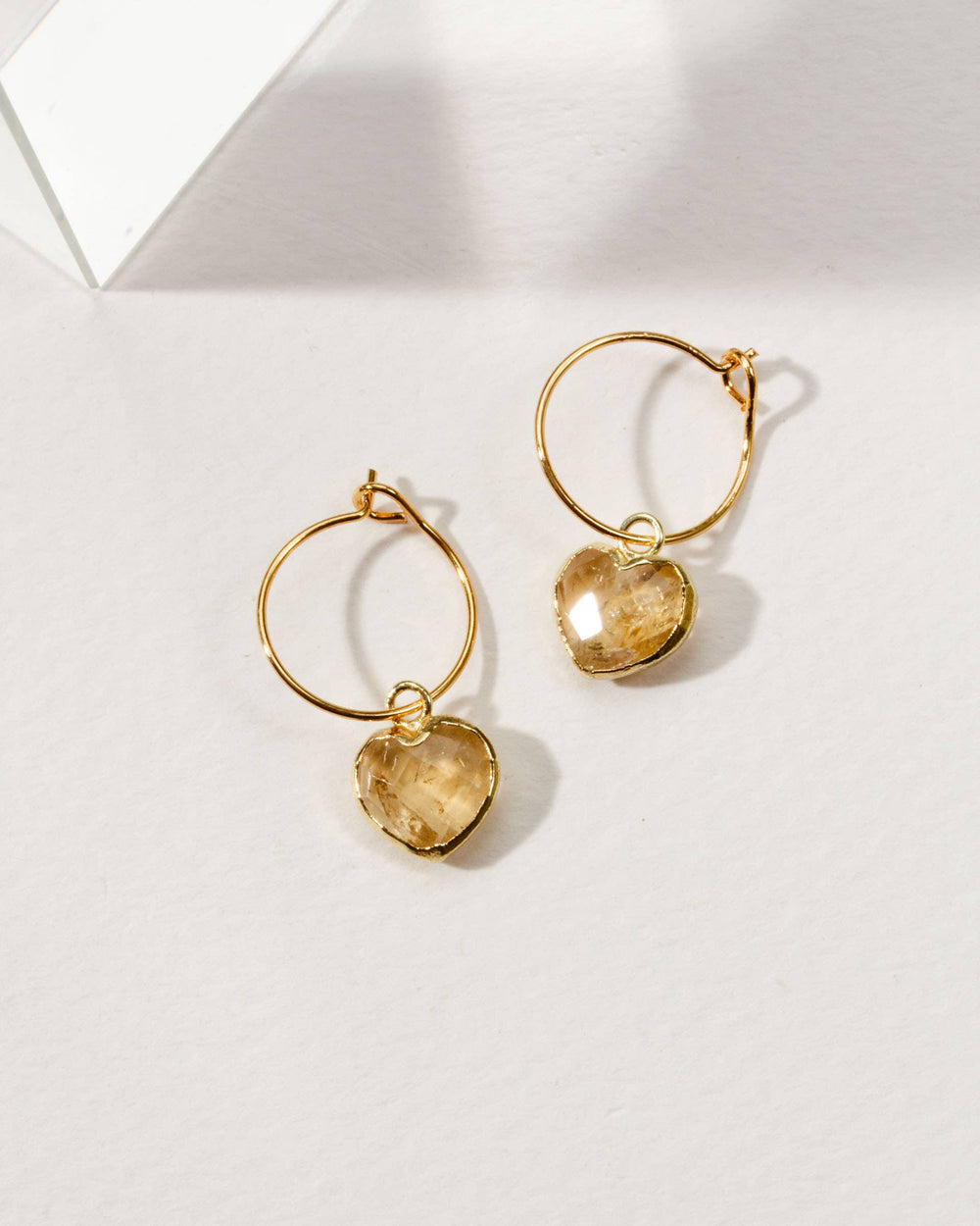 Citrine Heart Mini Hoop Earrings