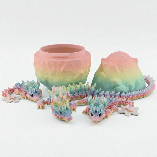 3D Printed Rainbow Blossom Dragon, 3D Printed Baby Dragon