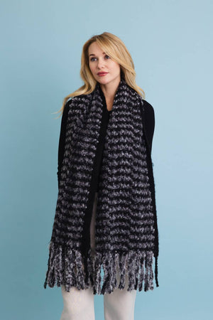 Black Ultra Soft Tassel Scarf