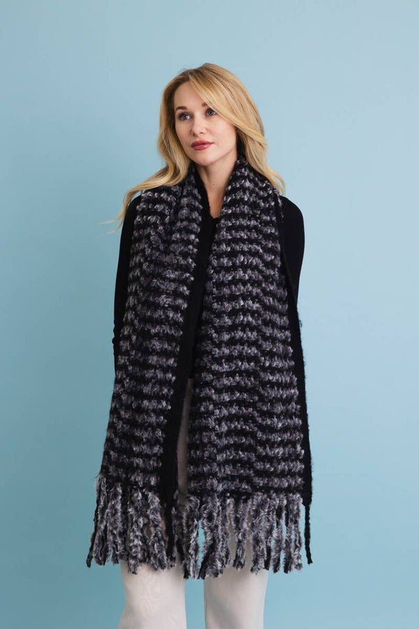 Black Ultra Soft Tassel Scarf