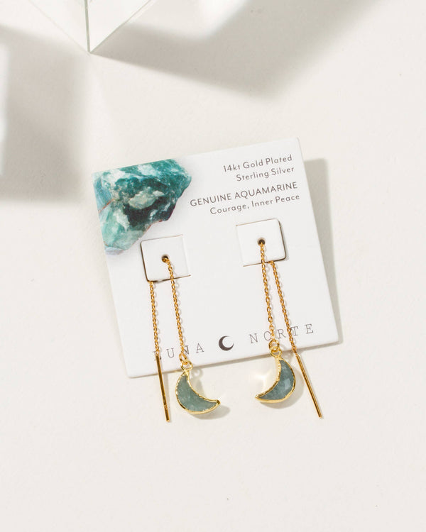 Aquamarine Eclipse Threader Earrings