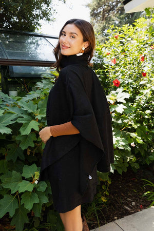 Grey Eco Friendly Turtleneck Poncho