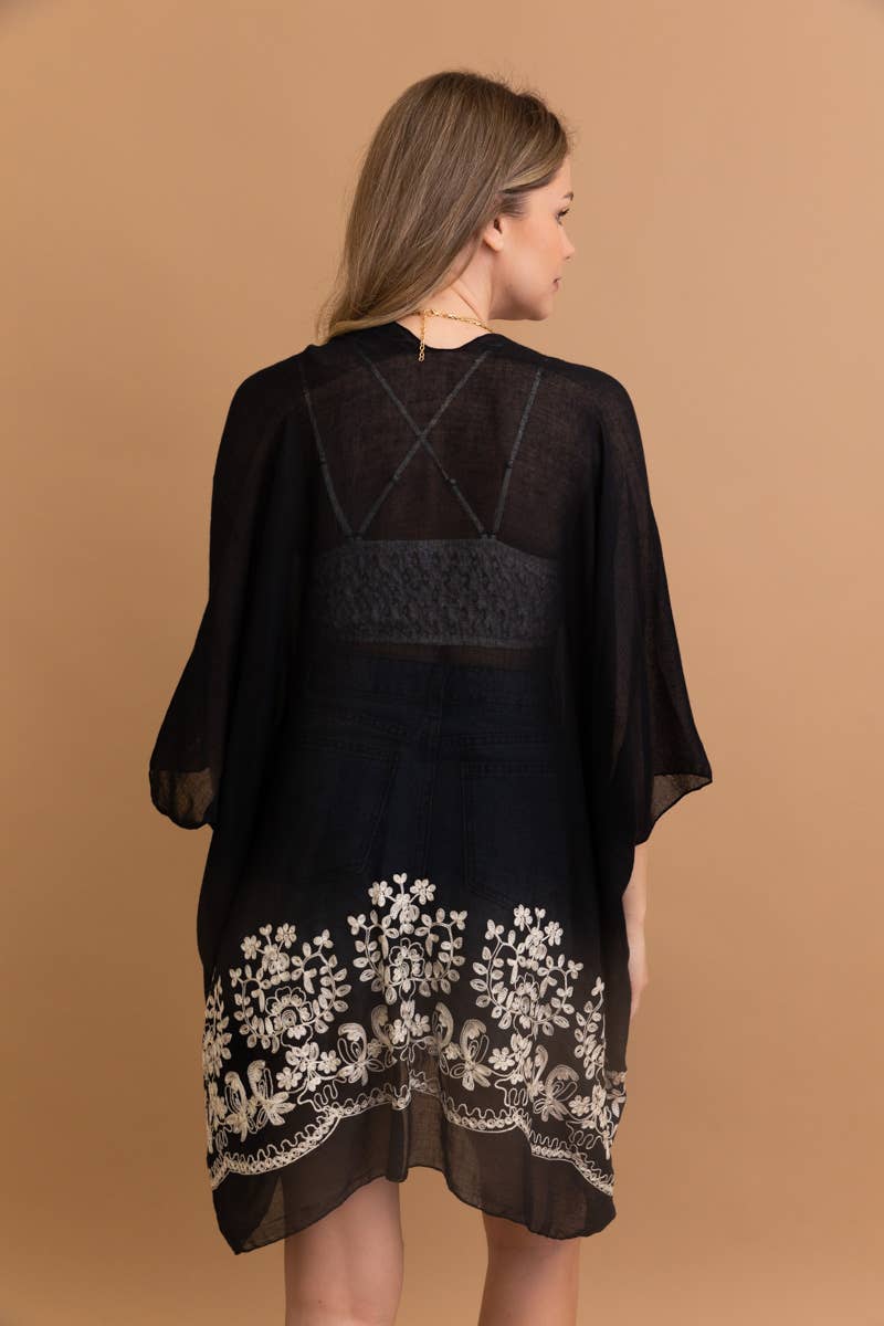 Boho Chic Floral Embroidered Kimono | Stitch Detail 🌼
