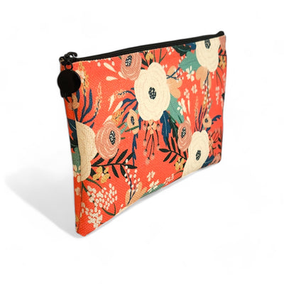 Orange Spring Floral Zipper Pouch