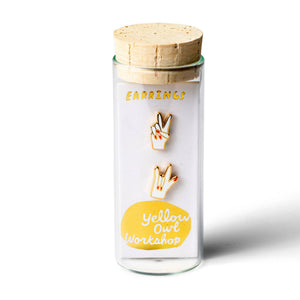 Yellow Owl Workshop - Peace & Love Earrings | ASL Mismatched Gold Studs