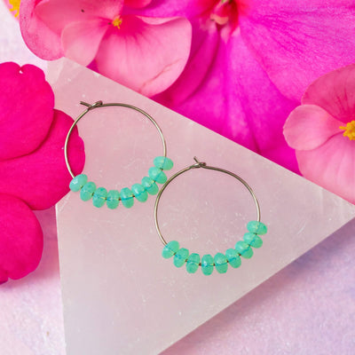 Thrive Emerald Jade Stainless Steel Hoops
