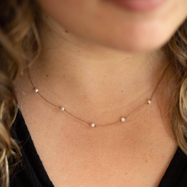 Multi Pearl Necklace – Dainty, Floating – Meaningful Gift