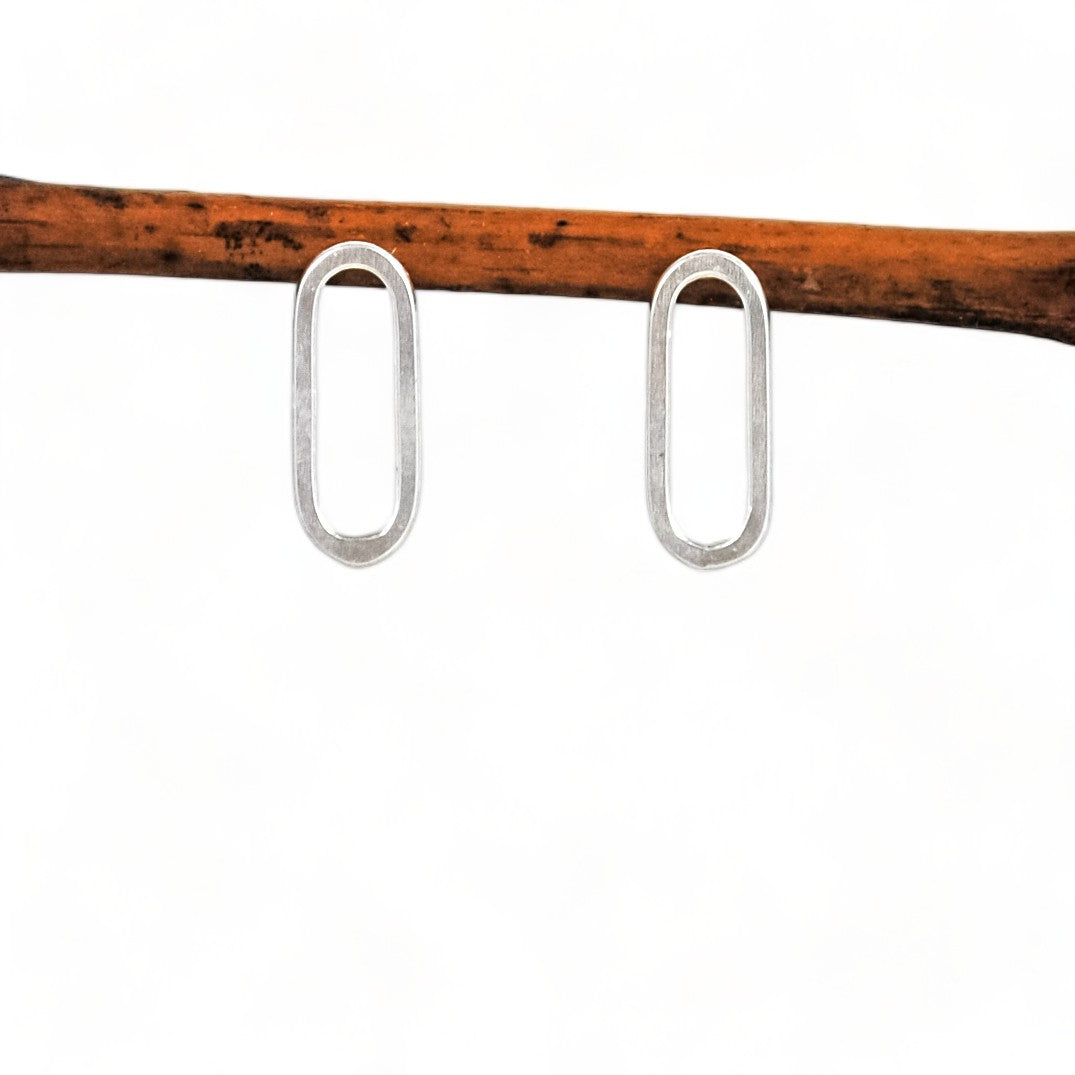 Small Paperclip Stud Earrings - sterling