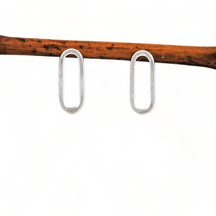 Small Paperclip Stud Earrings - sterling