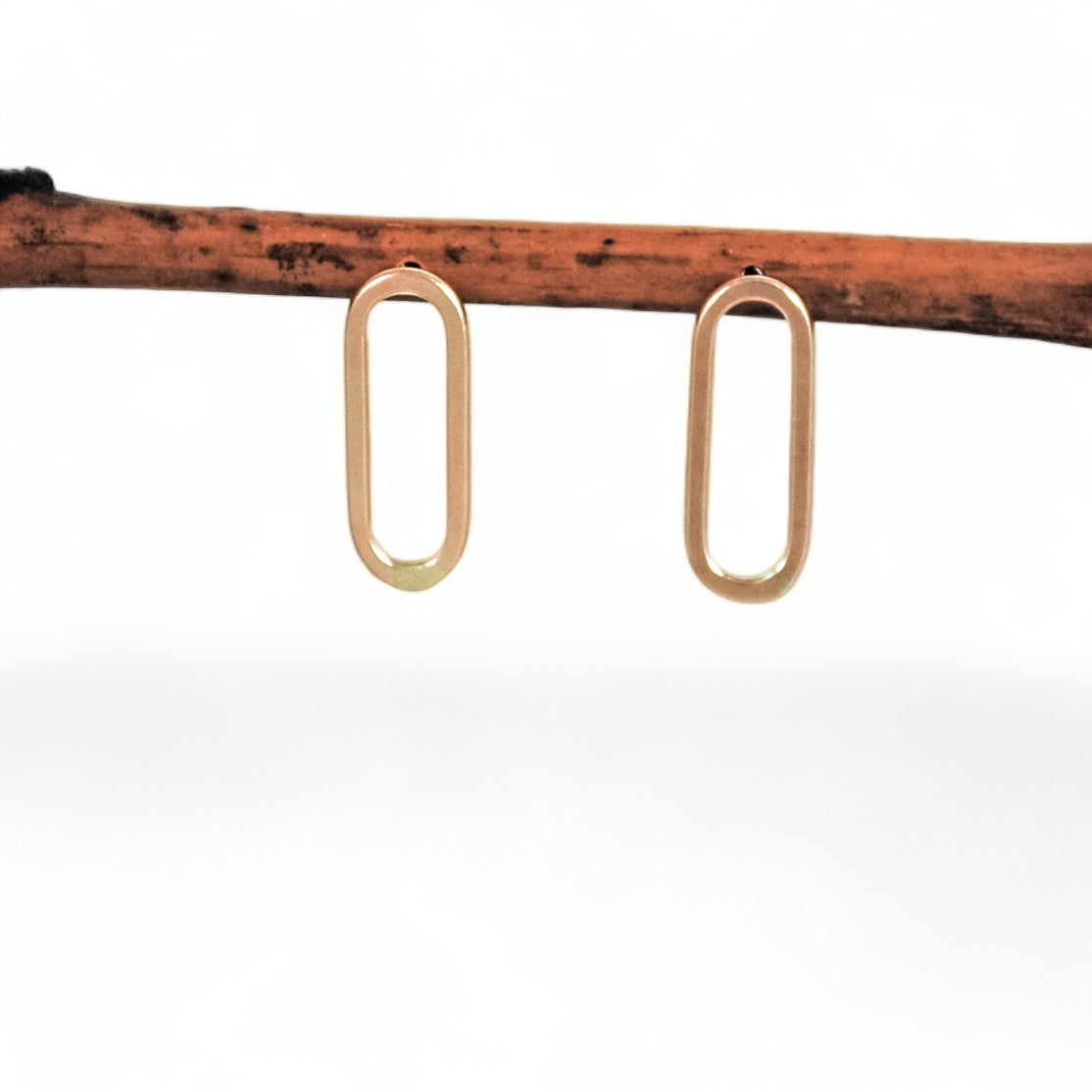 Small Paperclip Stud Earrings - gold-filled