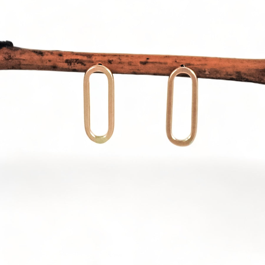 Small Paperclip Stud Earrings - gold-filled