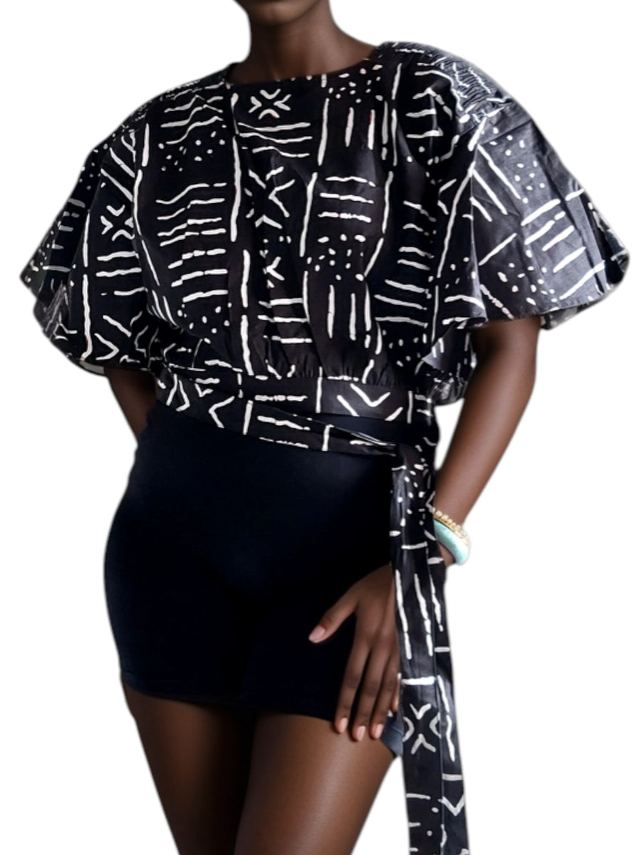 Feven Mudcloth Pattern Ankara Crop Top