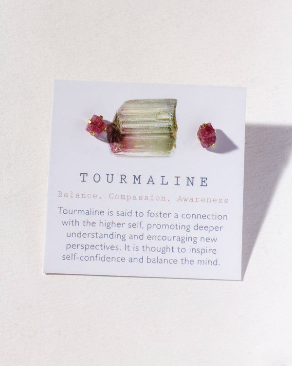 October Birthstone Post Earrings - Pink Tourmaline