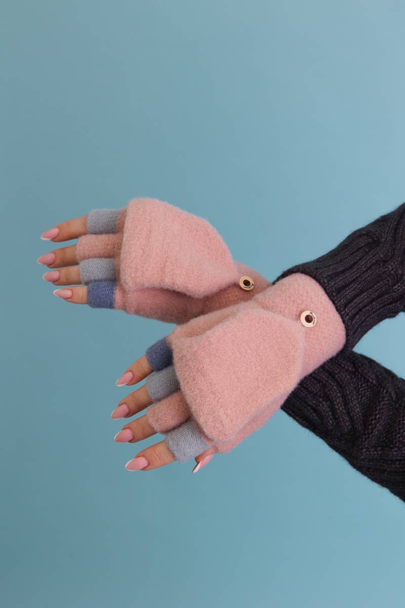 Pink Rainbow Tip Convertible Gloves