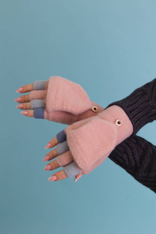 Leto Accessories - Rainbow Tip Convertible Gloves - Cute Winter Accessory: Midnight Blue