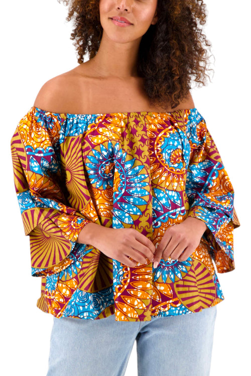 Fiona Off the Shoulder Ankara Top