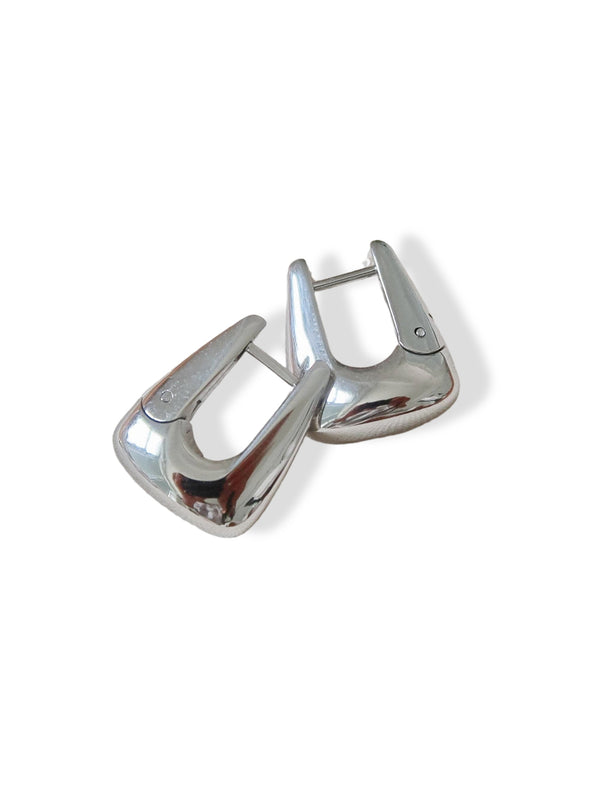 Cadance Silver Non-Tarnish Geometric Hoop Earrings