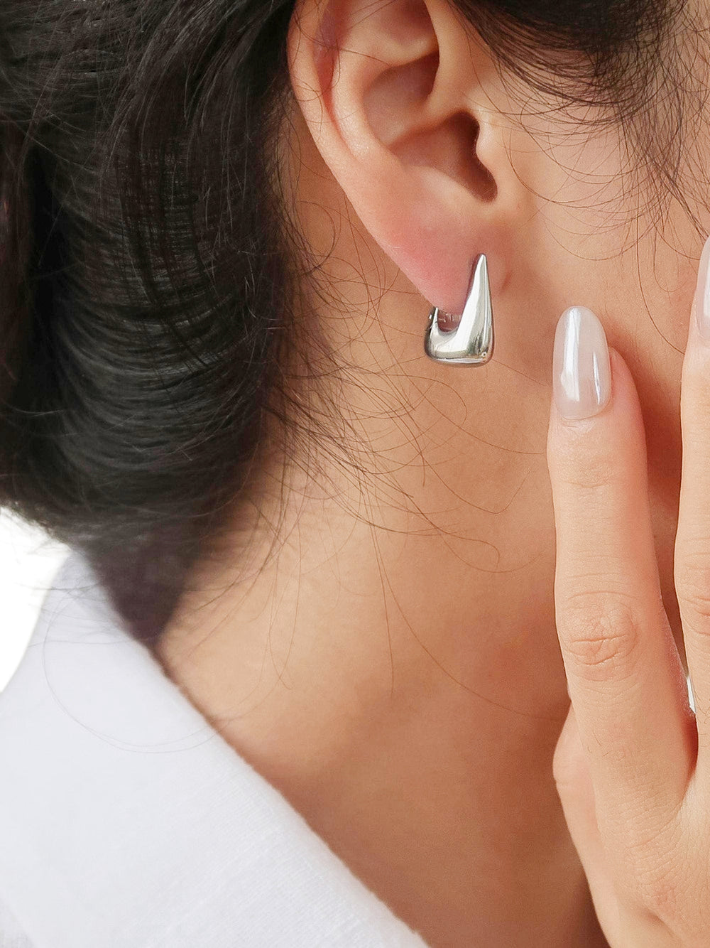 Cadance Silver Non-Tarnish Geometric Hoop Earrings