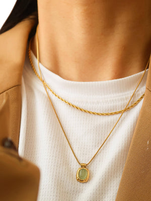 Dax Non-Tarnish Green Aventurine Necklace