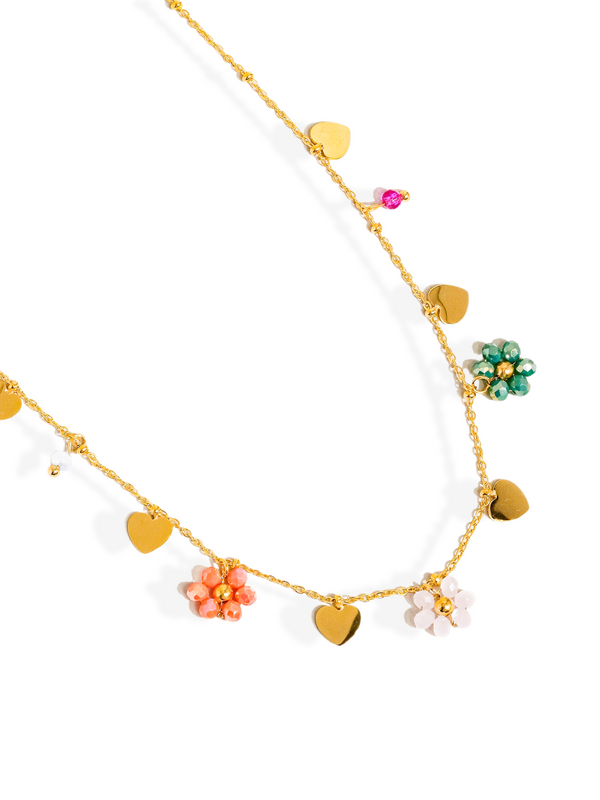 Melvin Non-Tarnish Flower & Hearts Necklace