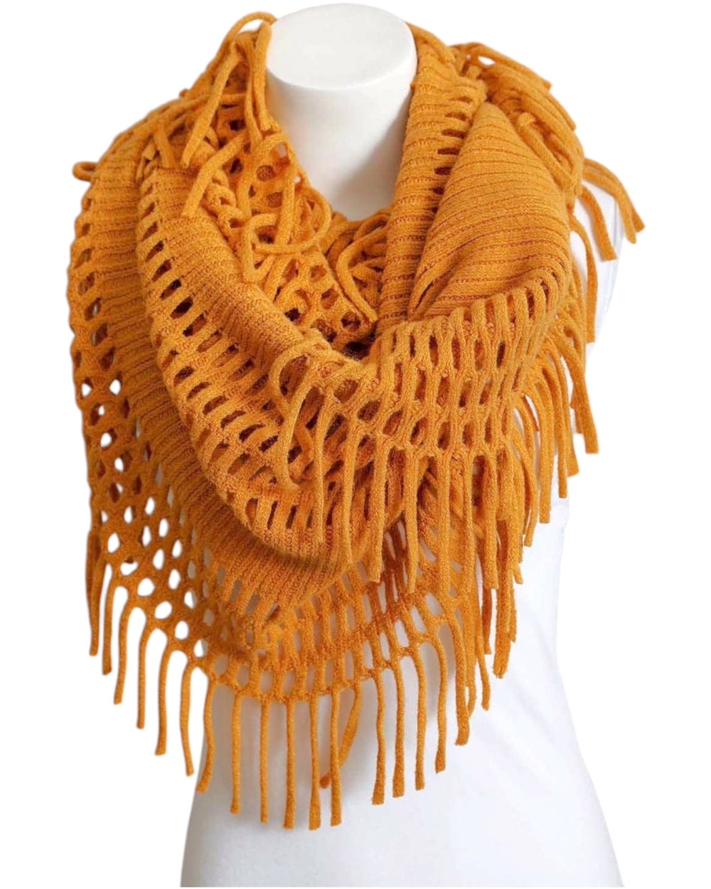 Golden Tassel Fringe Infinity Scarf