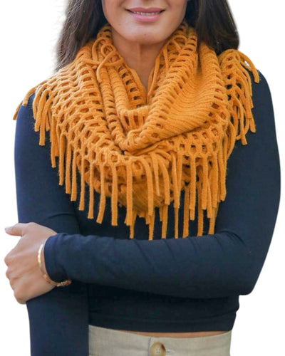 Golden Tassel Fringe Infinity Scarf