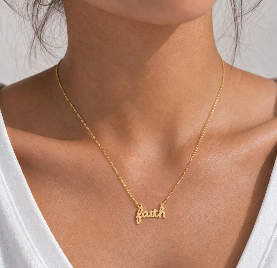 Keep the Faith Handwritten Pendant Necklace