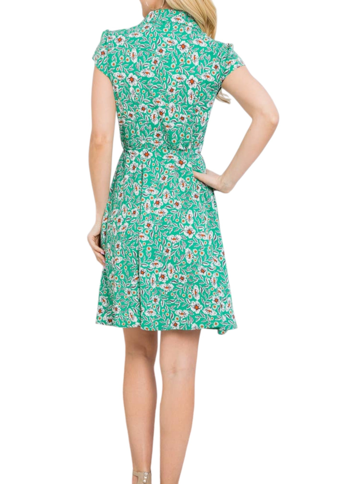 Green Floral Print Dress