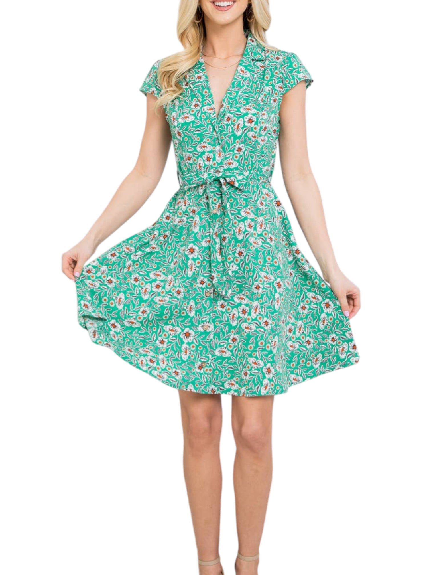 Green Floral Print Dress