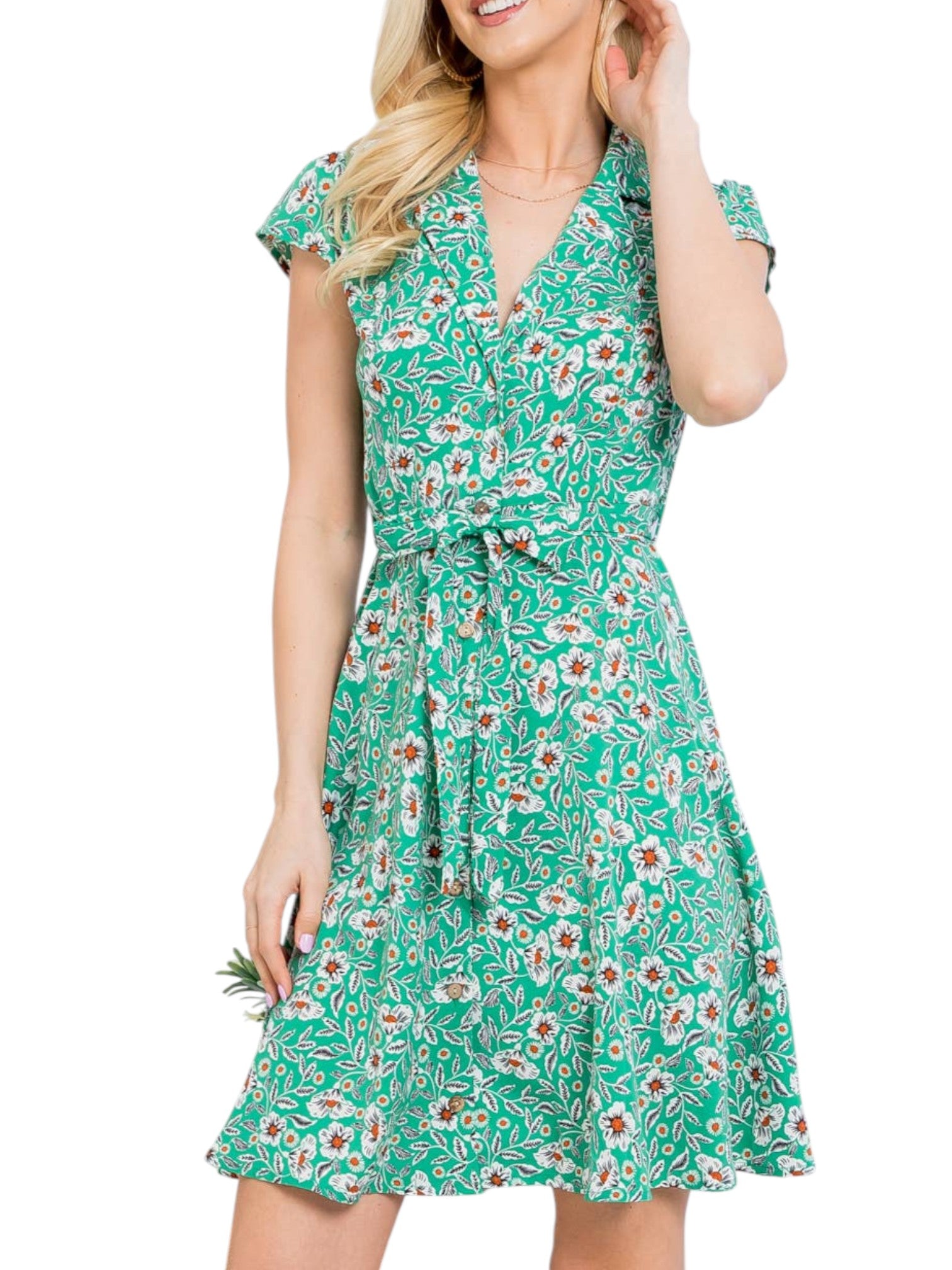 Green Floral Print Dress