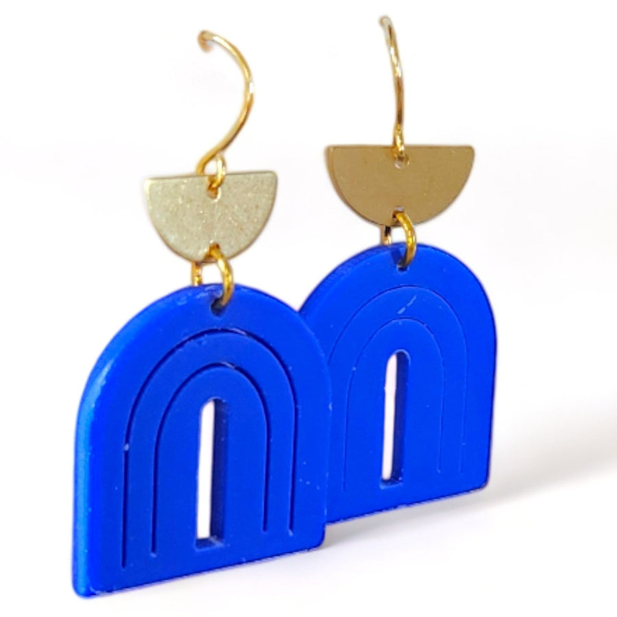 Cannes Acrylic Bow Earrings - blue