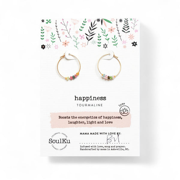 Happiness Gold-Filled Hoop Earrings - Rainbow Tourmaline