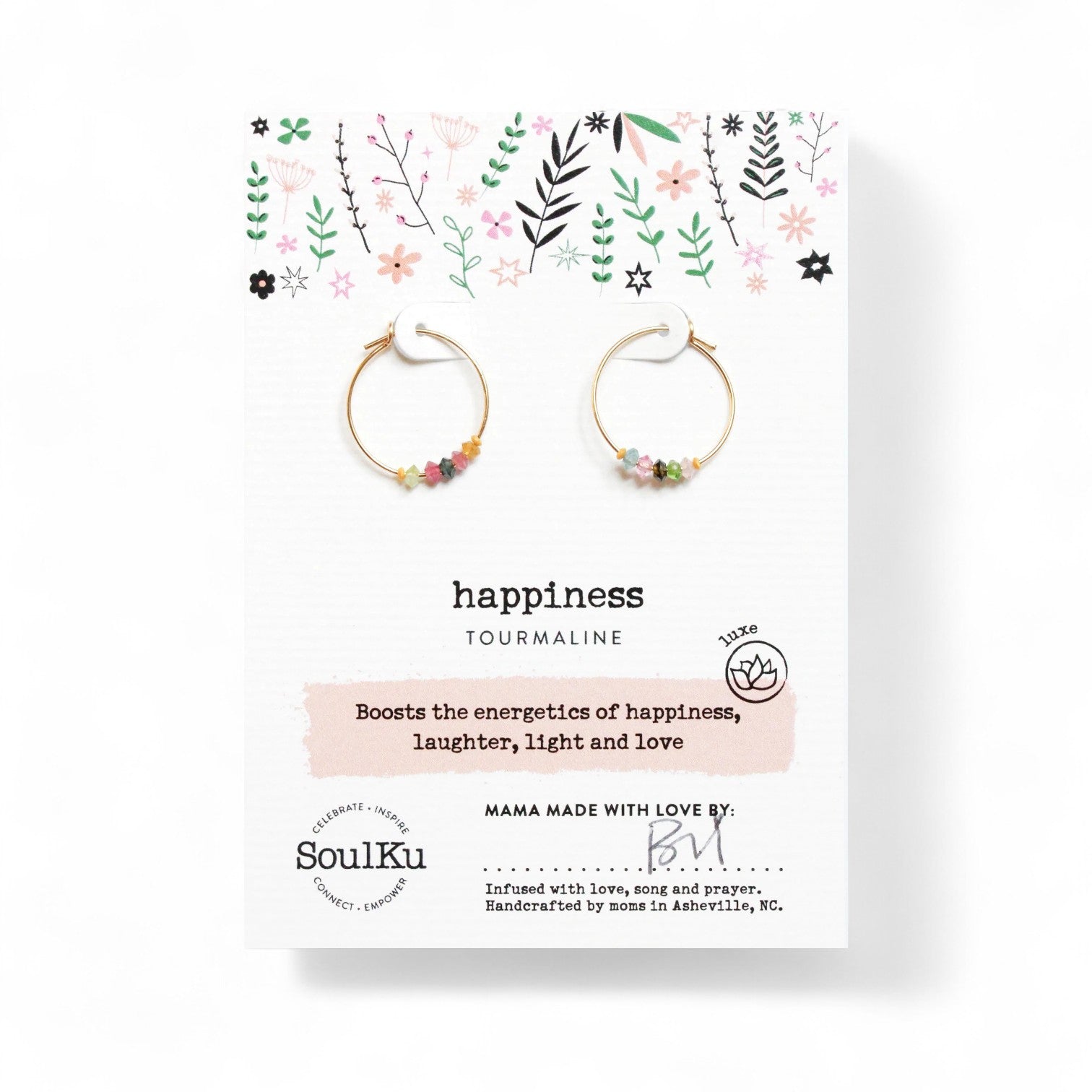Happiness Gold-Filled Hoop Earrings - Rainbow Tourmaline