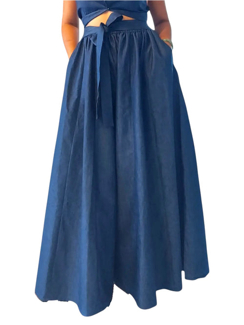 Indigo Denim Palazzo Pants