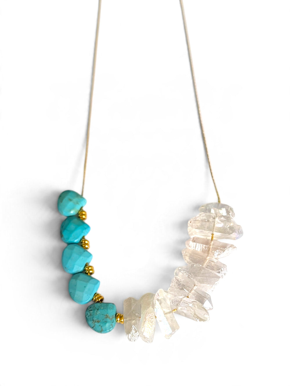 Dual Personality Necklace - Quartz and Turquoise Howlite