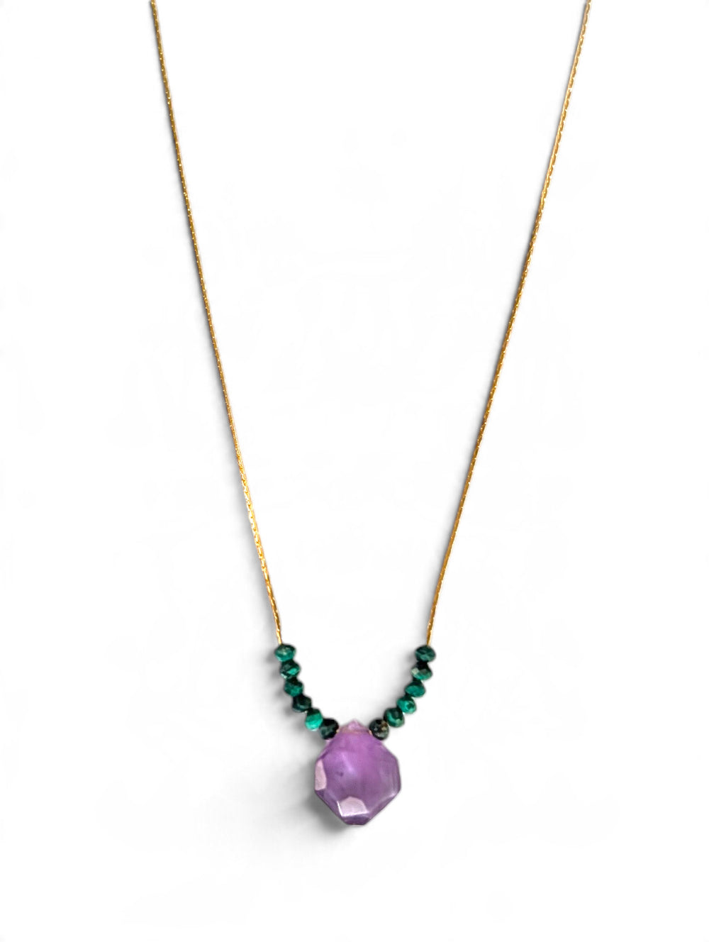 Dual Personality Necklace - Amethyst and Malachite