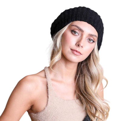 Boucle Knit Beret Style Beanie