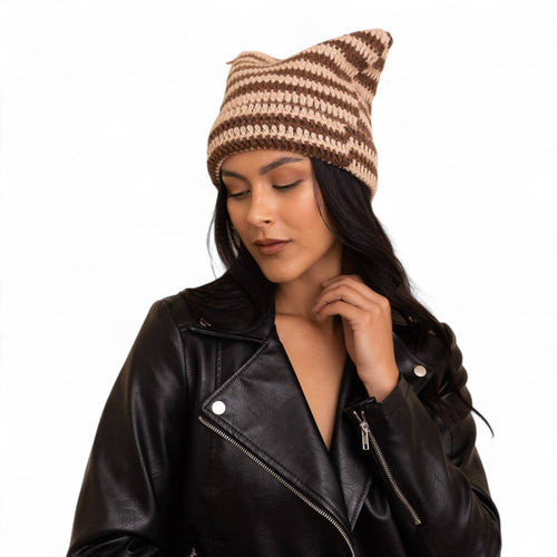 Kitty Ear Crochet Beanie