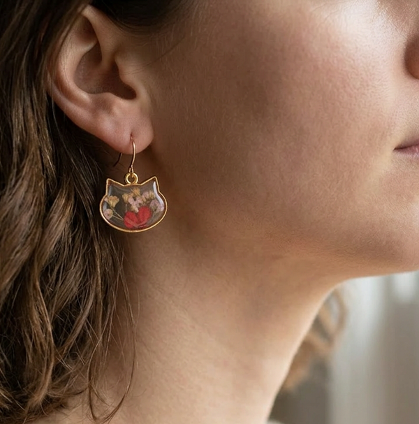 Floral Kitty Botanical Earrings