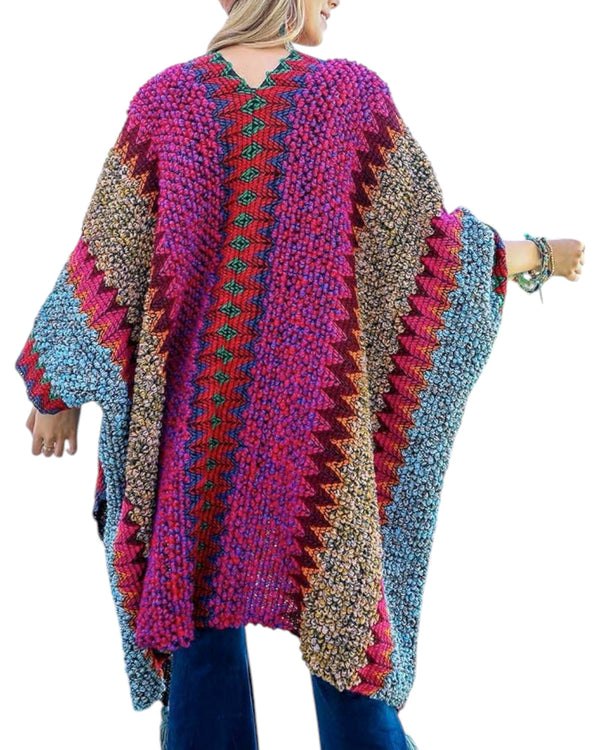 Magenta Western Crocheted Ruana - the beehive