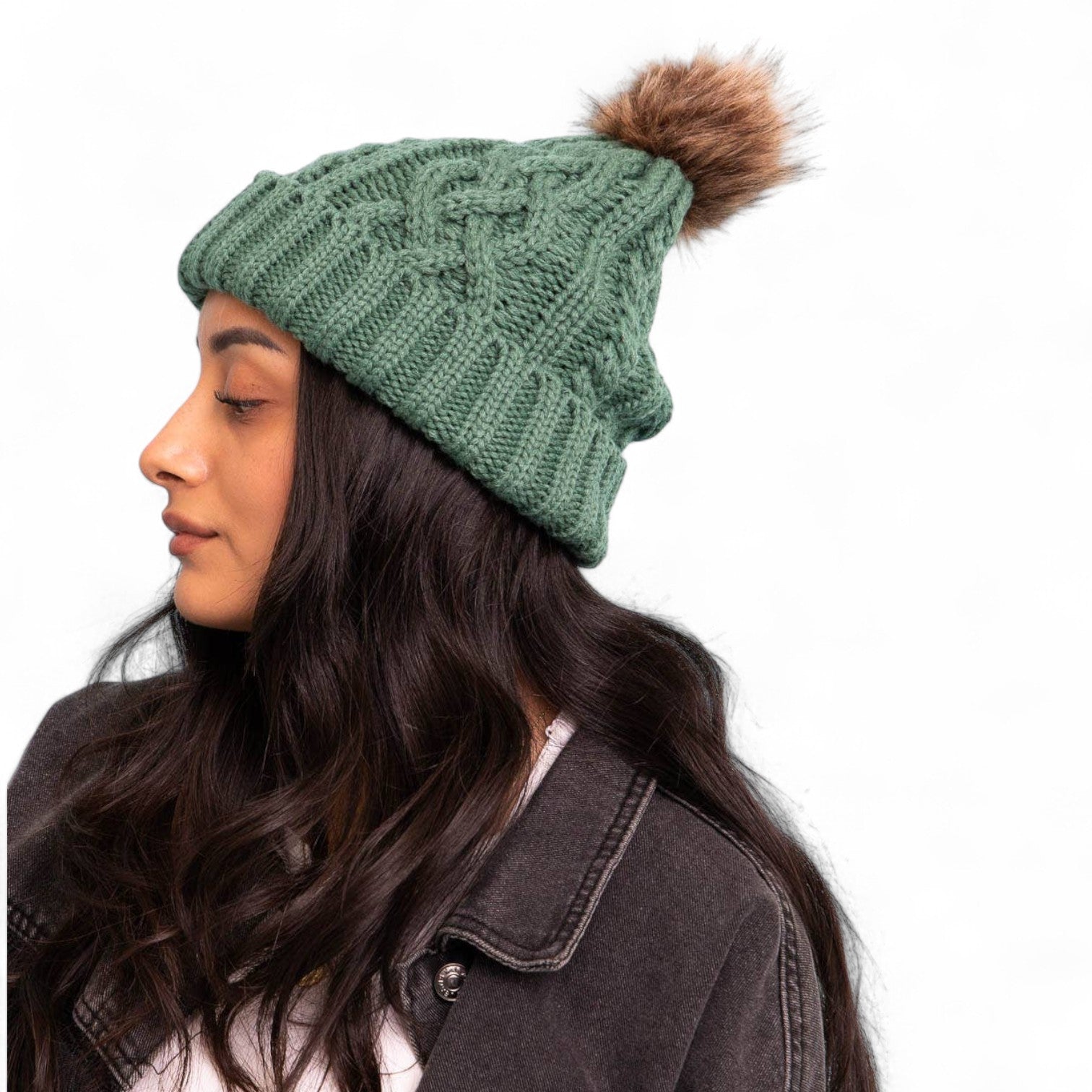 Mint Pom Knit Beanie