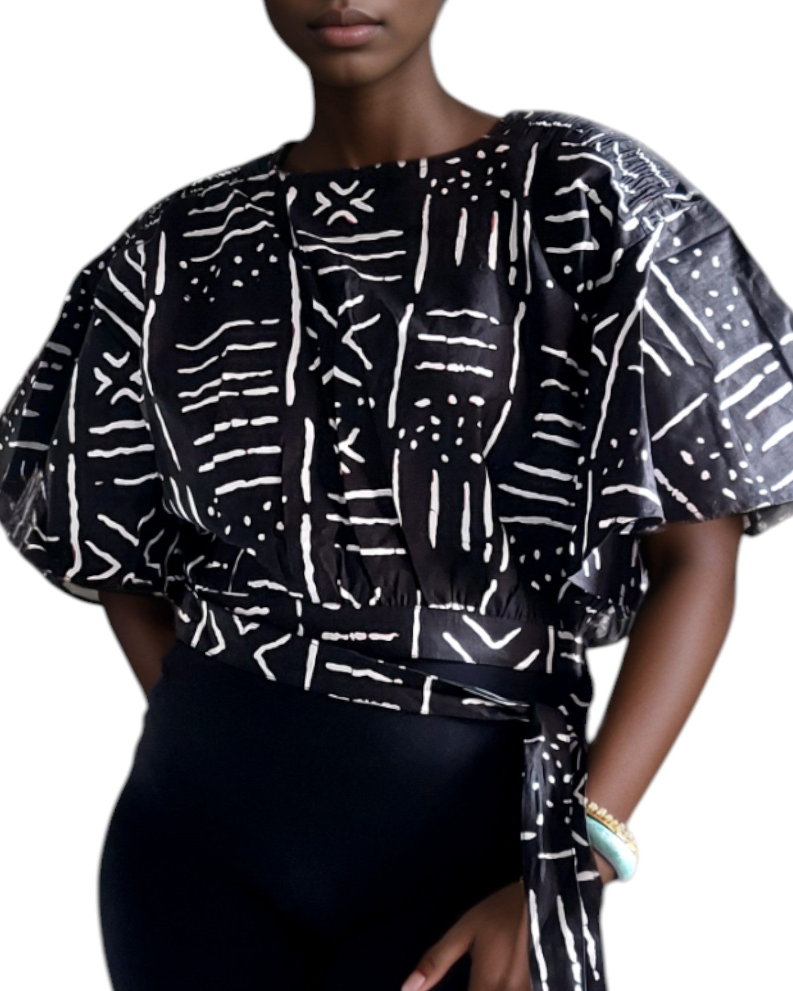 Feven Mudcloth Pattern Ankara Crop Top