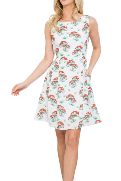 Mushroom Print Skater Dress