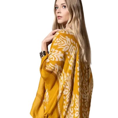 Mustard Damask Print Kimono