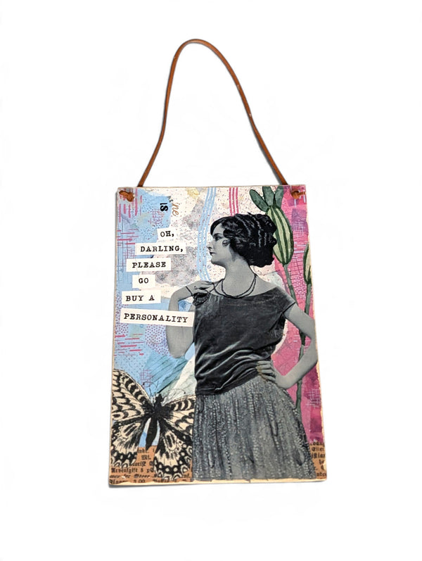 Go Buy a Personality Vintage Ephemera Hanging Art