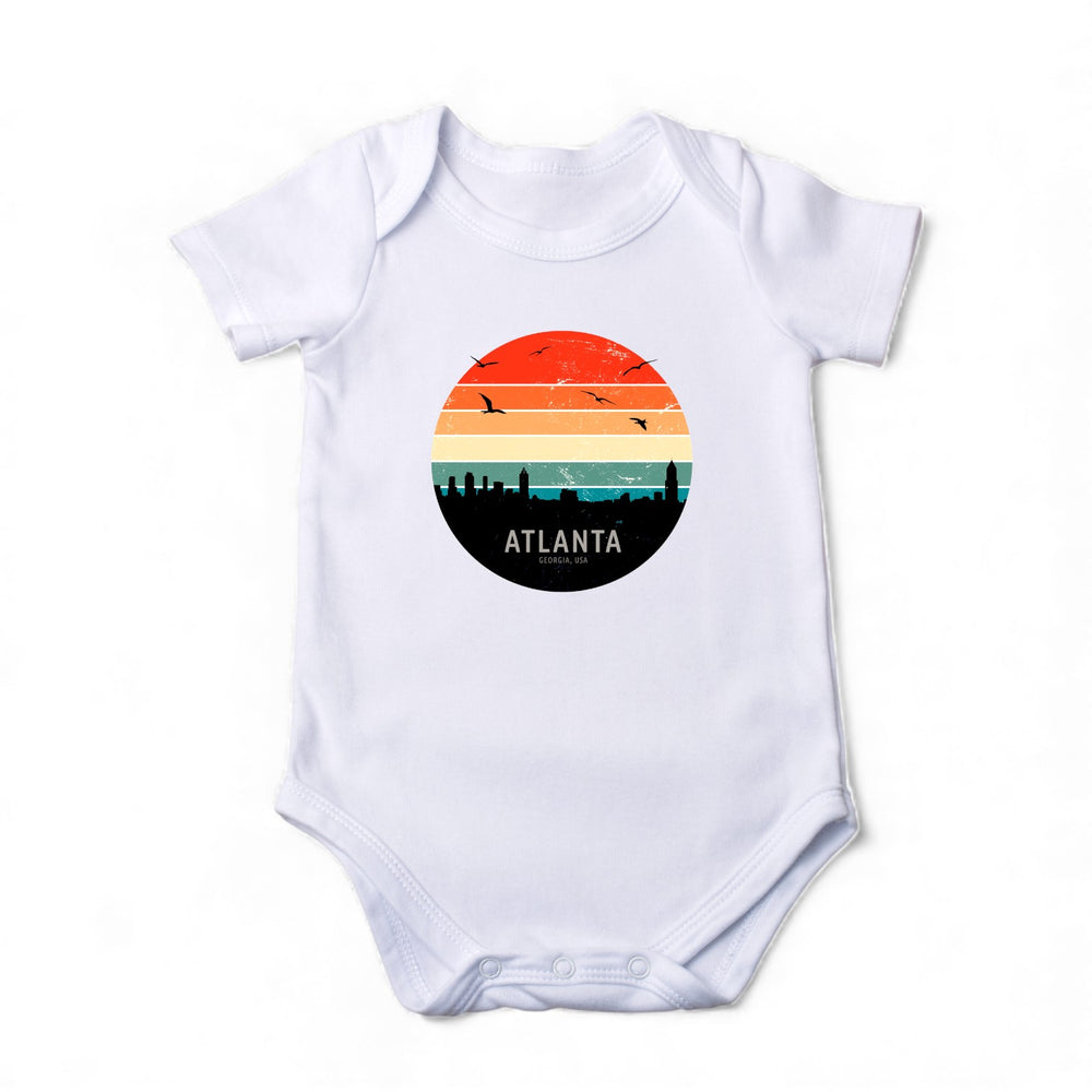 Atlanta Skyline in Circle Color Baby Onesie