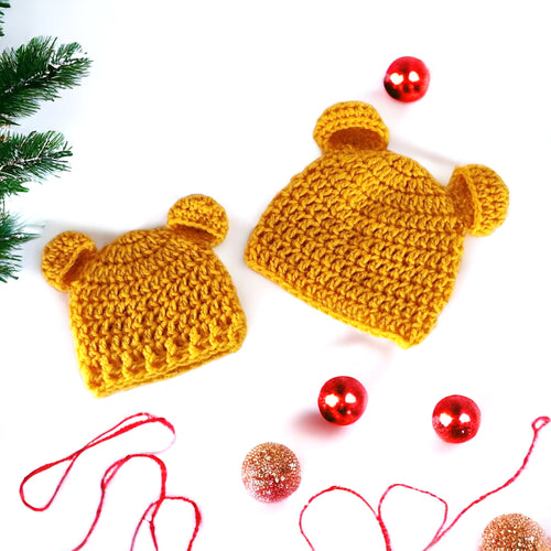 Bright Gold Baby Bear Crochet Hat