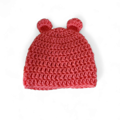 Fuchsia Baby Bear Crochet Hat - 18-24 mos