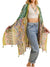 Paisley Print Open Front Kimono w/ Cinched Arms